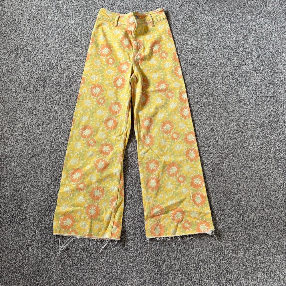 Zara Yellow and Orange Floral Pants